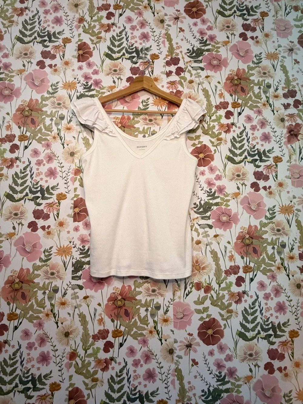 Old Navy White Ruffle-Shoulder Tank Top - Picture 2 of 15